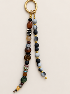 Boho Beaded Bag Charm Keychain – Black & Earth Tone Beads
