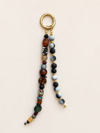 Boho Beaded Bag Charm Keychain – Black & Earth Tone Beads