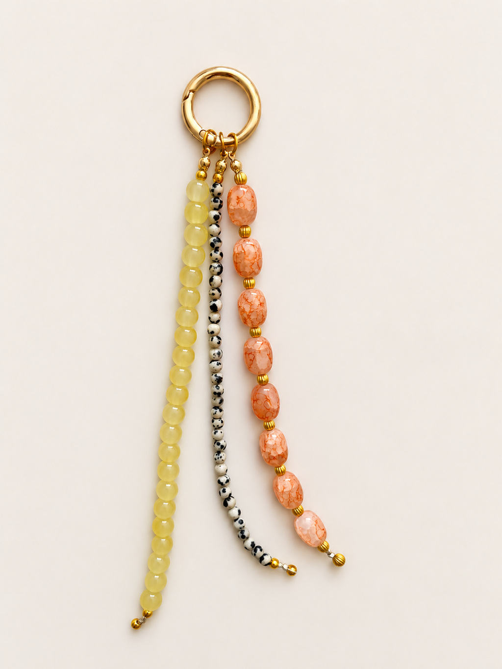 Peach, Yellow & Spotted Beaded Bag Charm Keychain