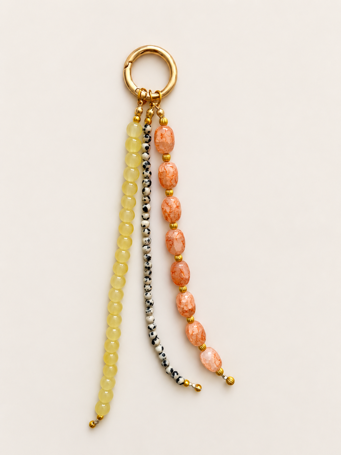 Peach, Yellow & Spotted Beaded Bag Charm Keychain