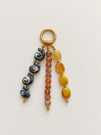 Seashell Beaded Bag Charm with Ceramic and Acrylic Beads