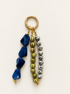 Blue and Green Beaded Bag Charm with Ceramic Beads