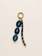 Blue Agate Beaded Bag Charm with Gold Clasp