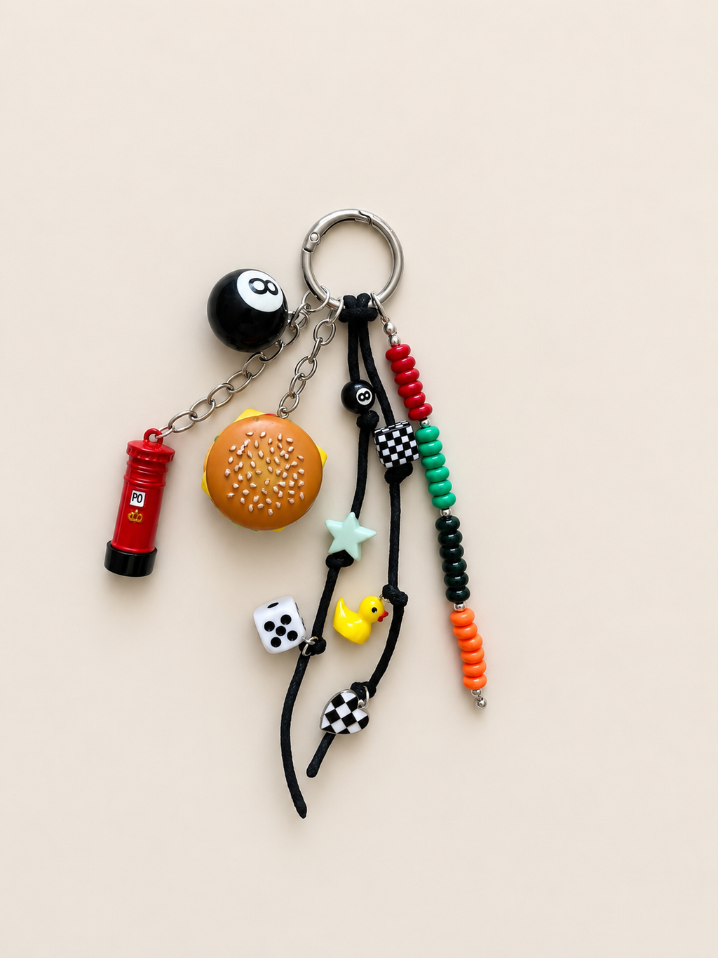 Fun Charm Keychain Burger Dice 8 Ball
