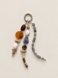 Amber Gray & Neutral Beaded Keychain Bag Charm