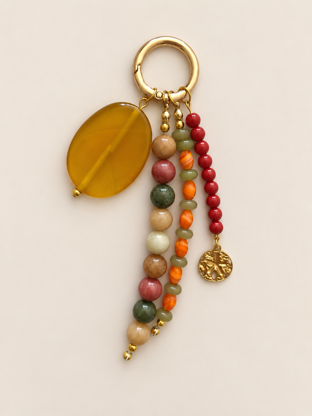 Earthy Multicolor Beaded Keychain Tree of Life Bag Charm