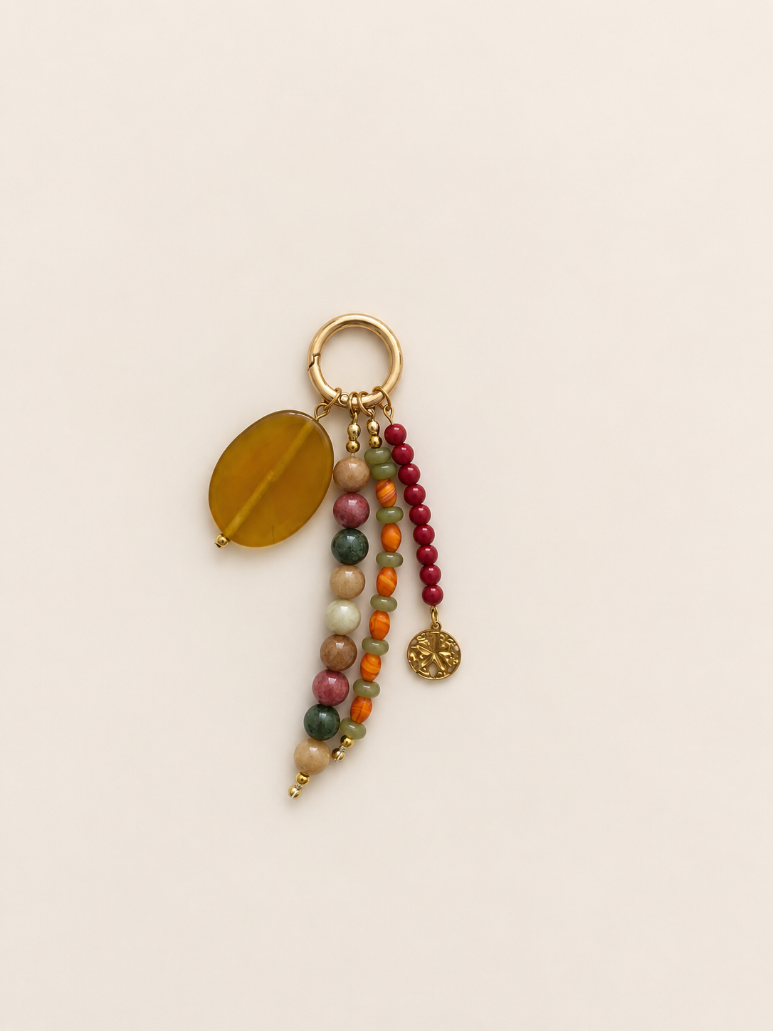 Earthy Multicolor Beaded Keychain Tree of Life Bag Charm