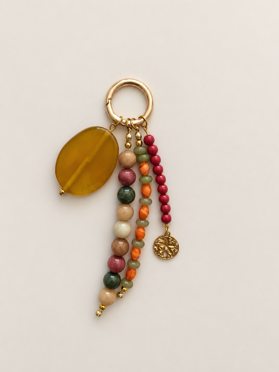 Earthy Multicolor Beaded Keychain Tree of Life Bag Charm