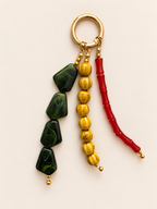 Boho Red Green Yellow Beaded Keychain Bag Charm
