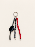 Boho Red Black Beaded Keychain Bag Charm