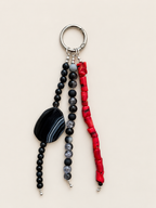 Boho Red Black Beaded Keychain Bag Charm
