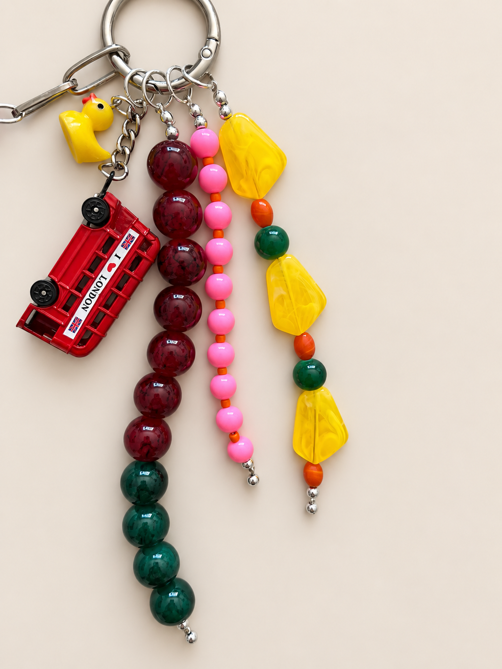 Colorful London Bus Beaded Keychain Bag Charm