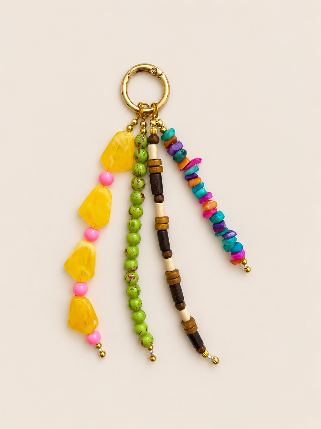 Colorful Yellow Green Beaded Keychain Bag Charm