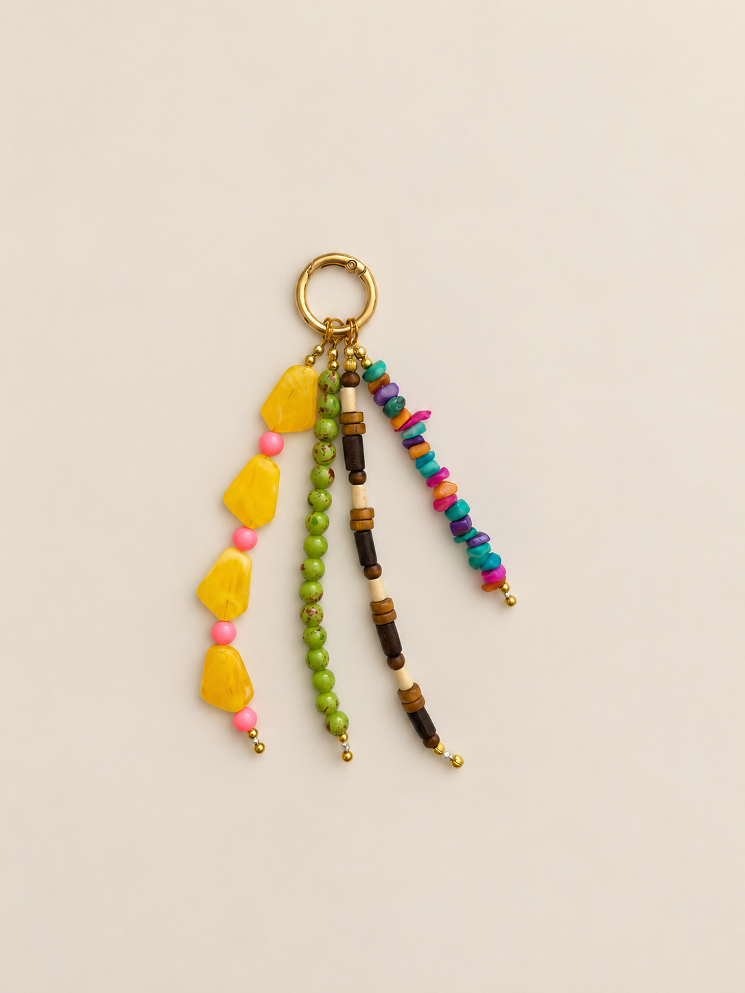 Colorful Yellow Green Beaded Keychain Bag Charm