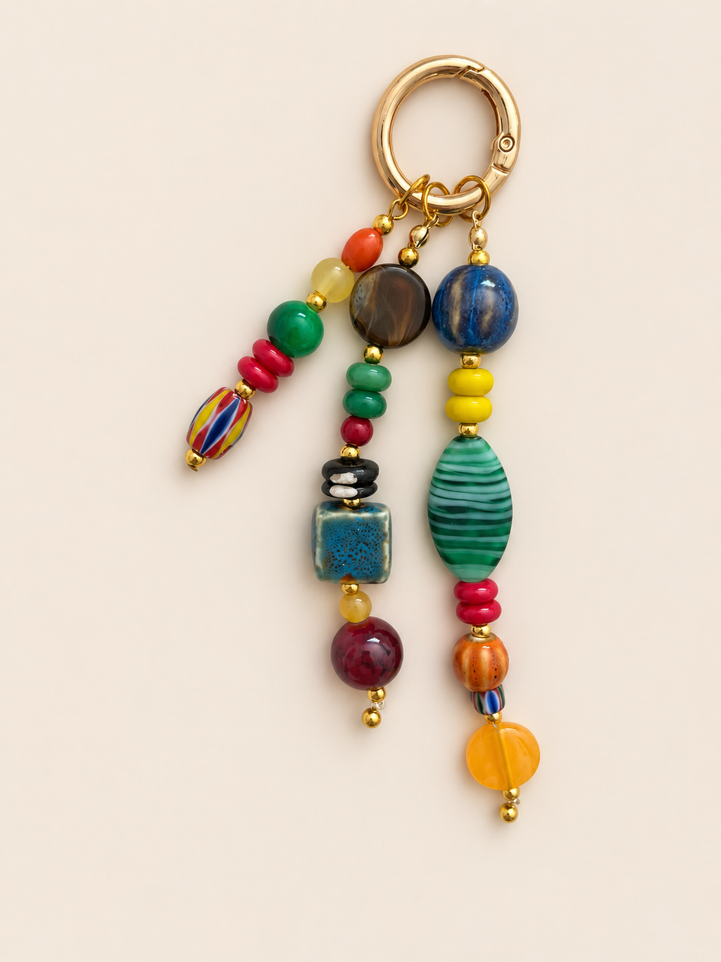 Beaded Bag Charm | Colorful Ceramic & Acrylic Beads