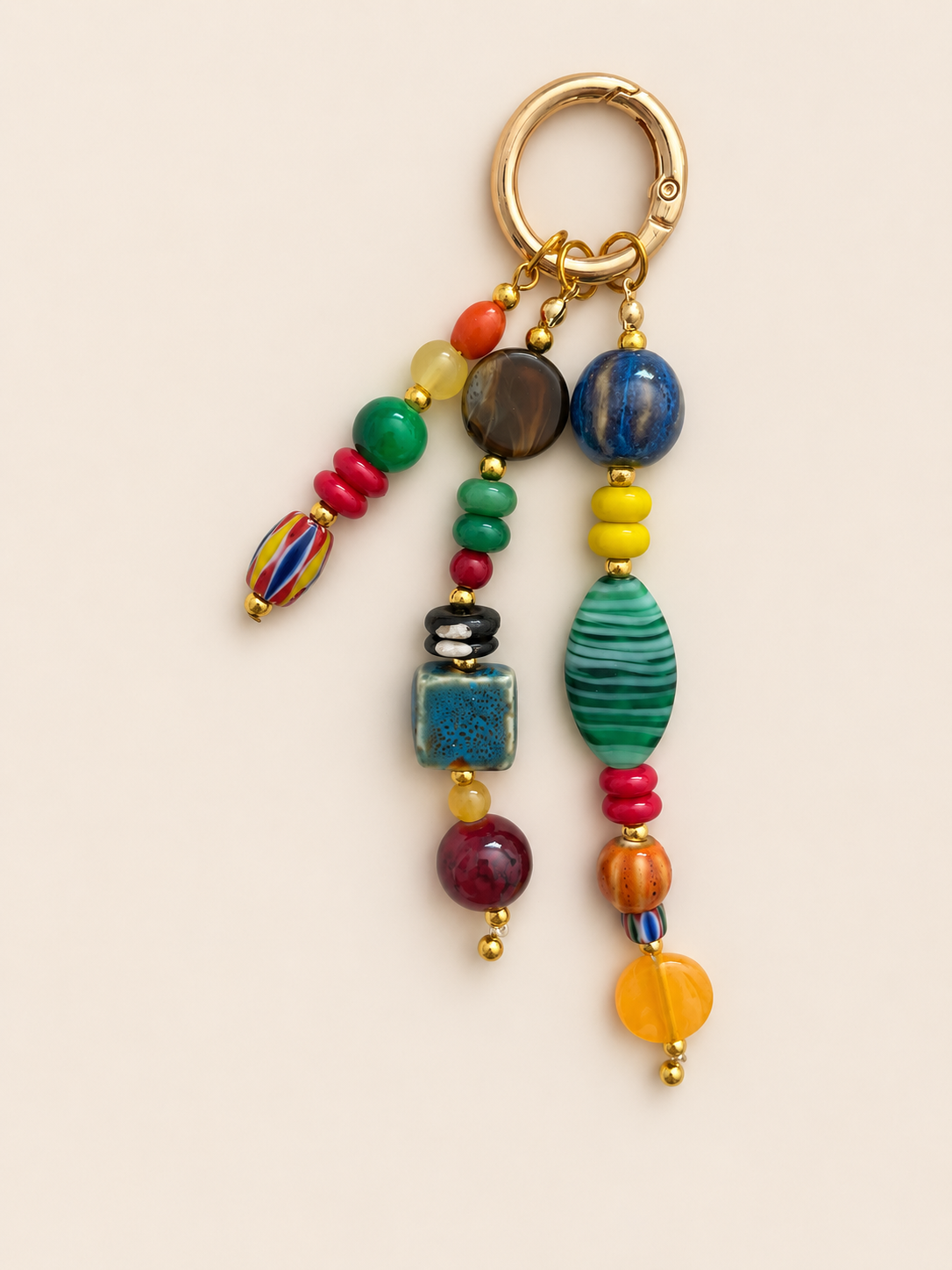 Beaded Bag Charm | Colorful Ceramic & Acrylic Beads