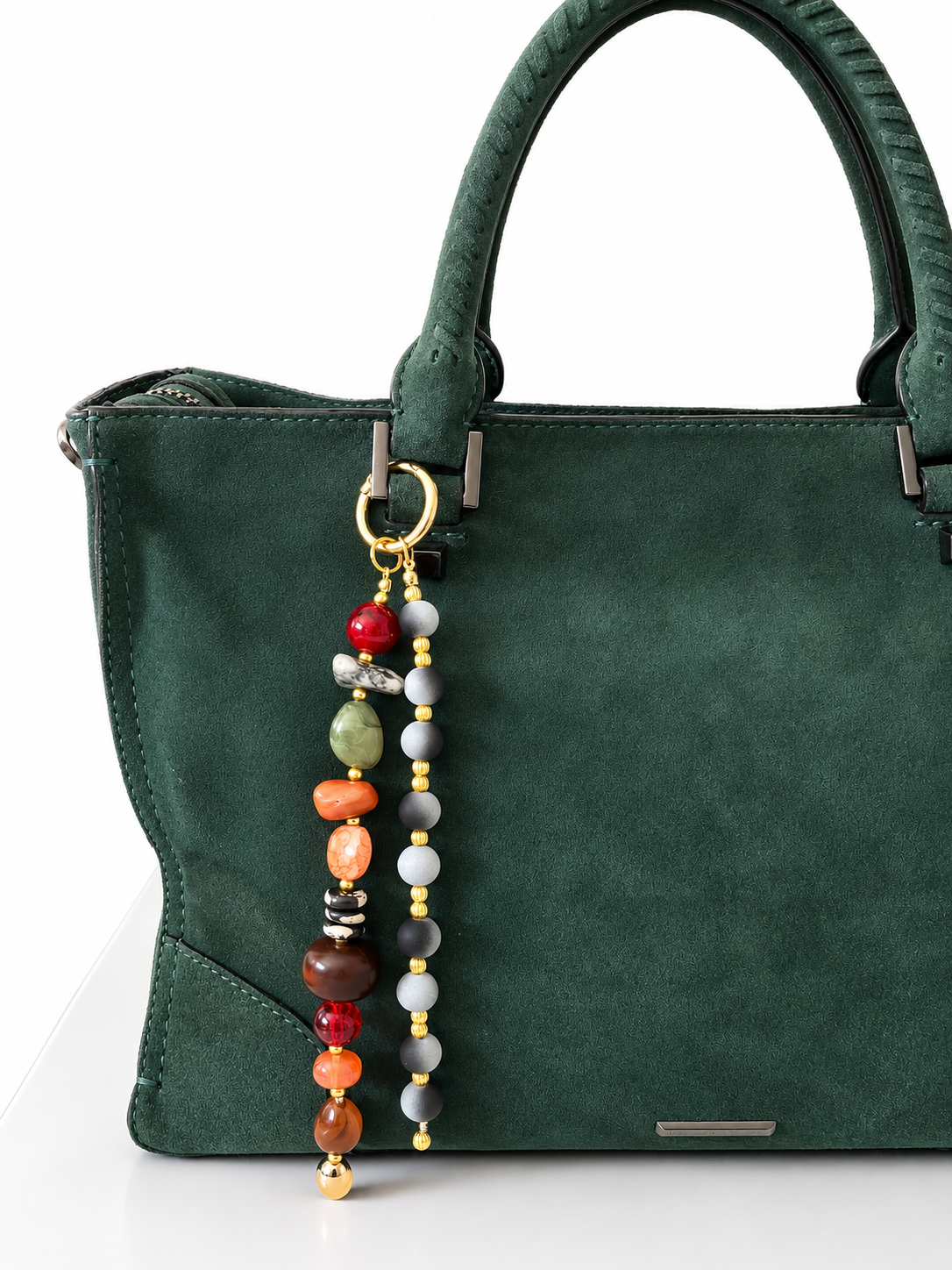 Earth Tone Beaded Bag Charm