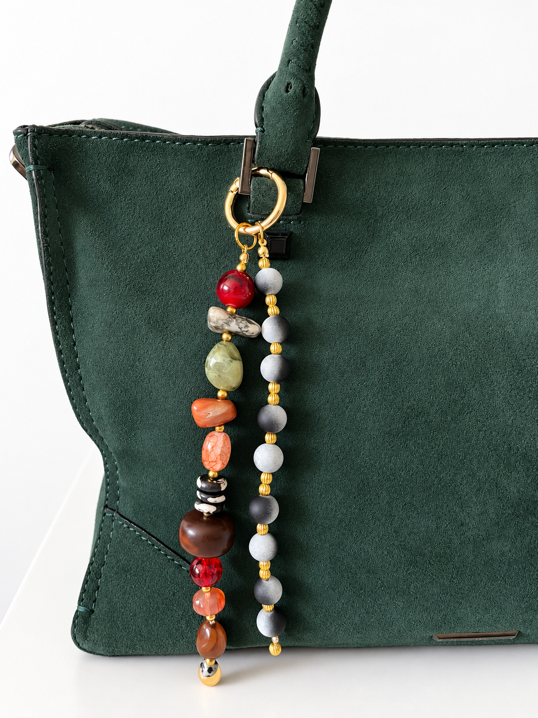 Earth Tone Beaded Bag Charm