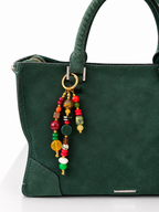 Multicolor Beaded Bag Charm with Gold Hardware