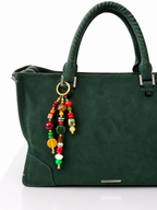 Multicolor Beaded Bag Charm with Gold Hardware