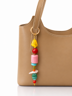 Colorful Beaded Bag Charm with Pink and Yellow Beads