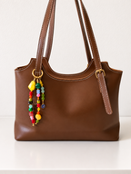 Colorful Beaded Bag Charm with Yellow Statement Bead